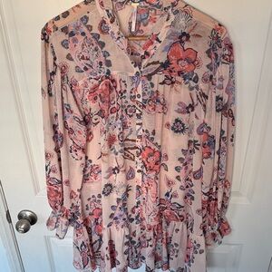 FREE PEOPLE Floral Button-Up Dress Blouse